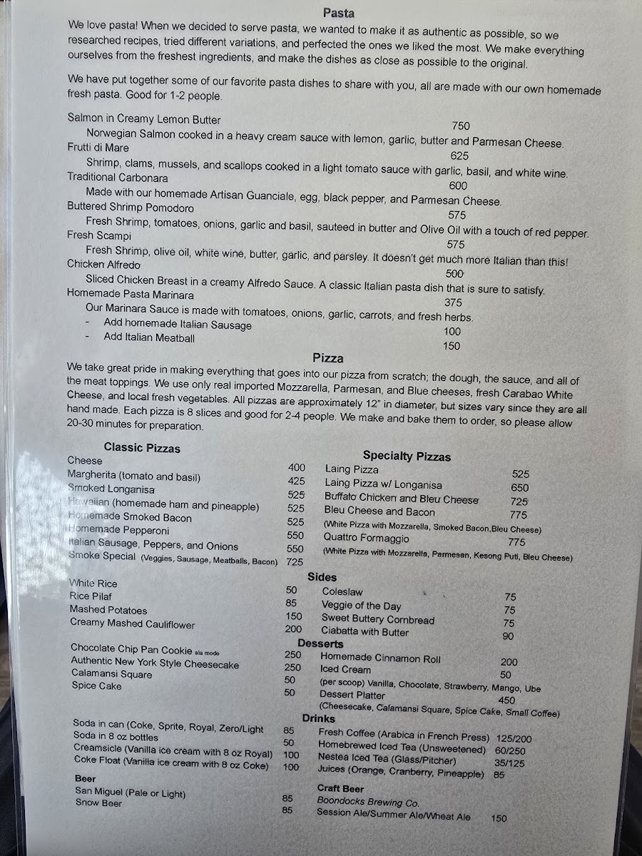 Smoke Bar and Restaurant Photo Menu 2