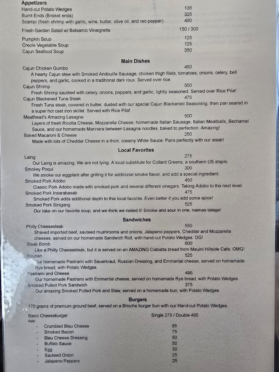 Smoke Bar and Restaurant Photo Menu 3