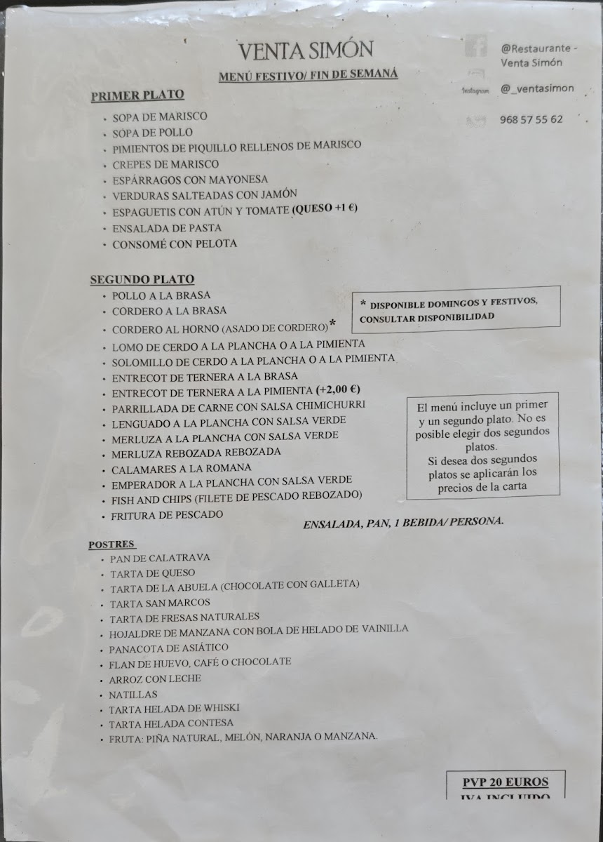 Restaurante Venta Simon Photo Menu 2