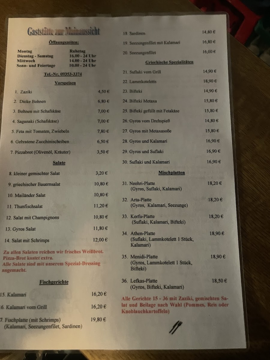 Gaststätte Zur Mainaussicht Photo Menu 2