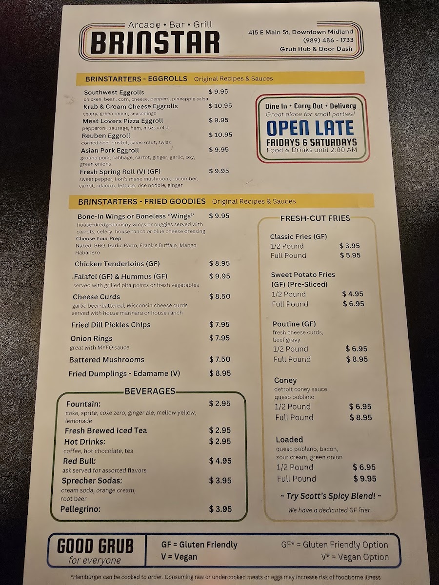 Brinstar Arcade Bar and Grill Photo Menu 3