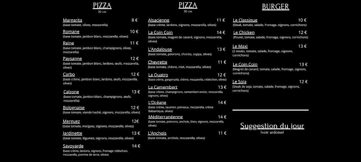 Chez john Photo Menu 2