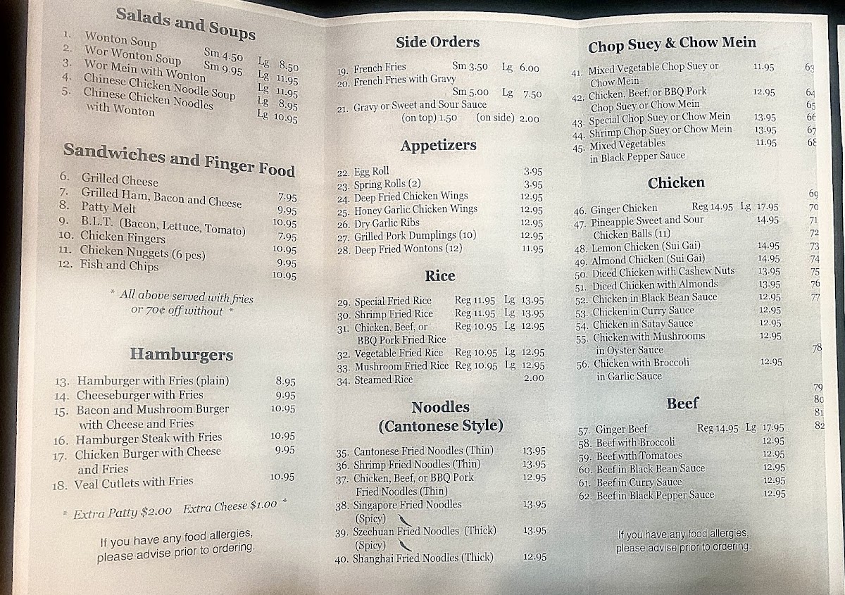 The 90's Restaurant Photo Menu 1