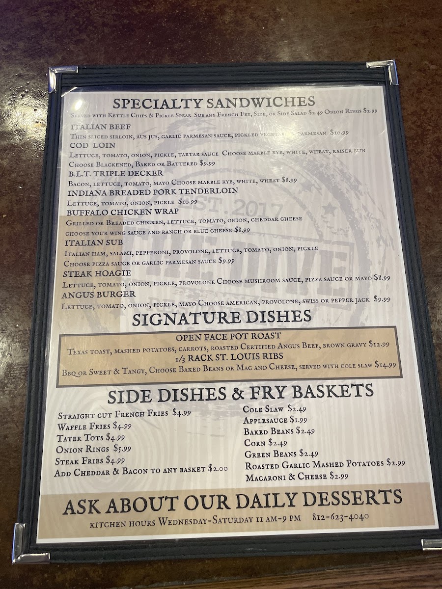 The Dive Bar and Grill Photo Menu 4