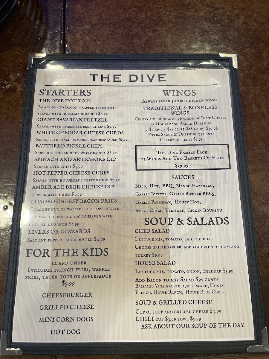 The Dive Bar and Grill Photo Menu 5
