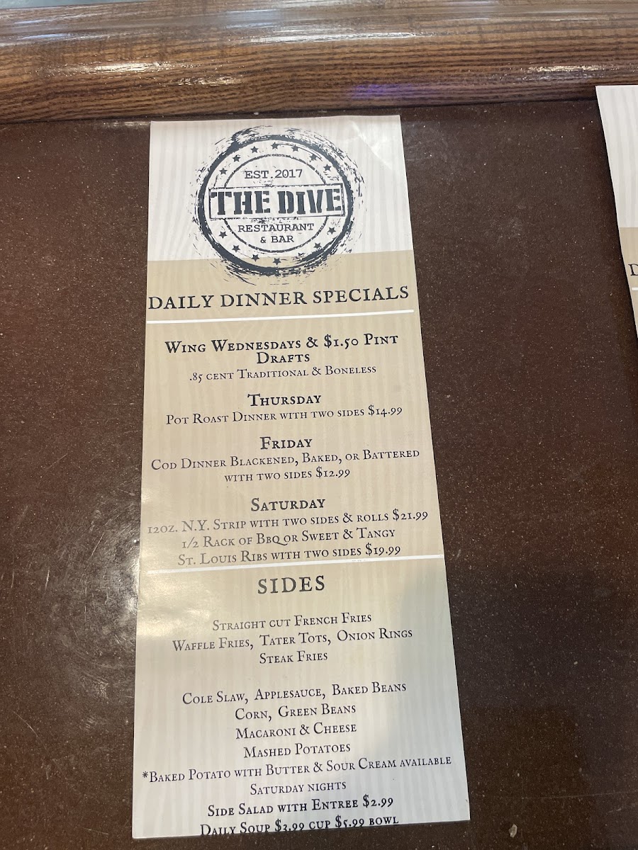 The Dive Bar and Grill Photo Menu 6