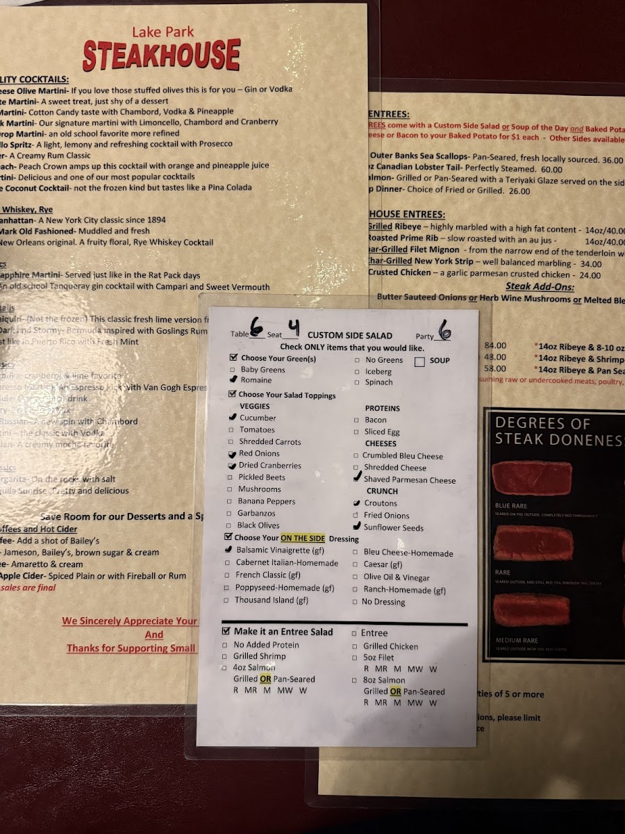 Lake Park Steakhouse Photo Menu 4