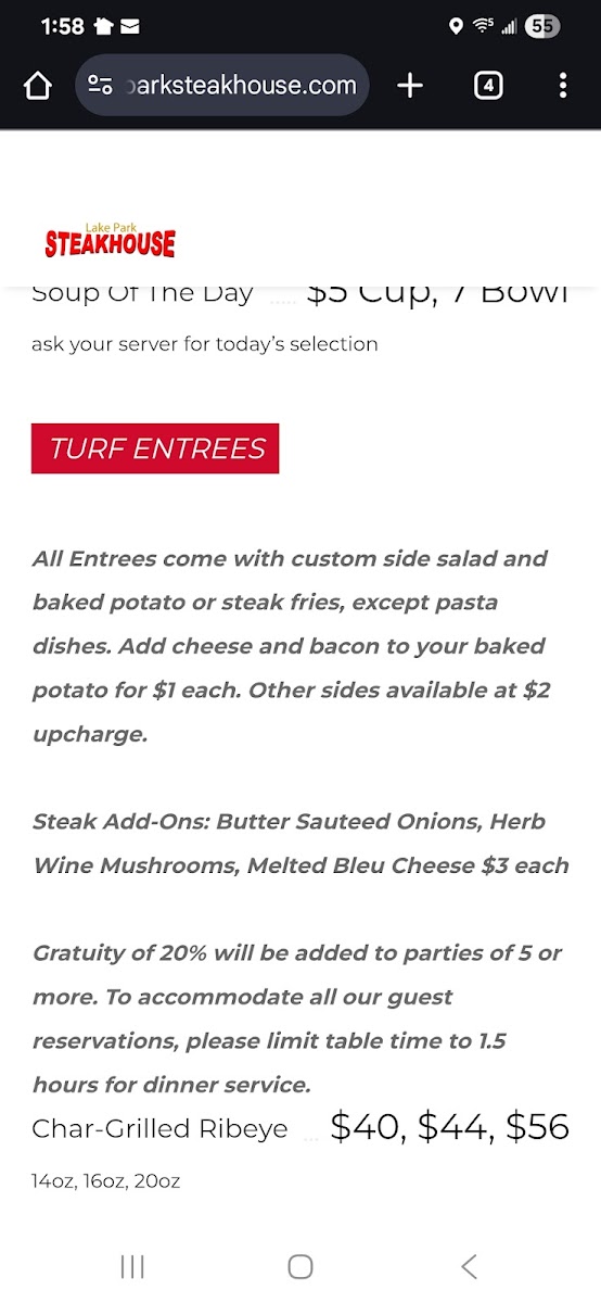 Lake Park Steakhouse Photo Menu 5