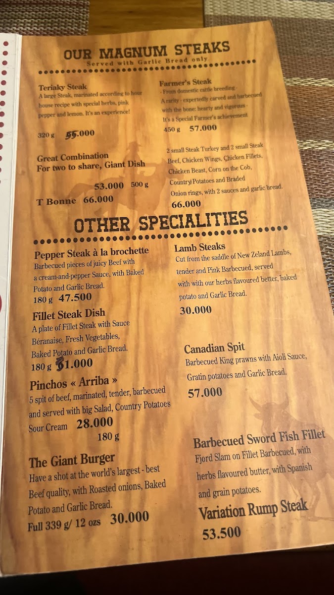 Restaurant Farmer's Steakhouse Photo Menu 1