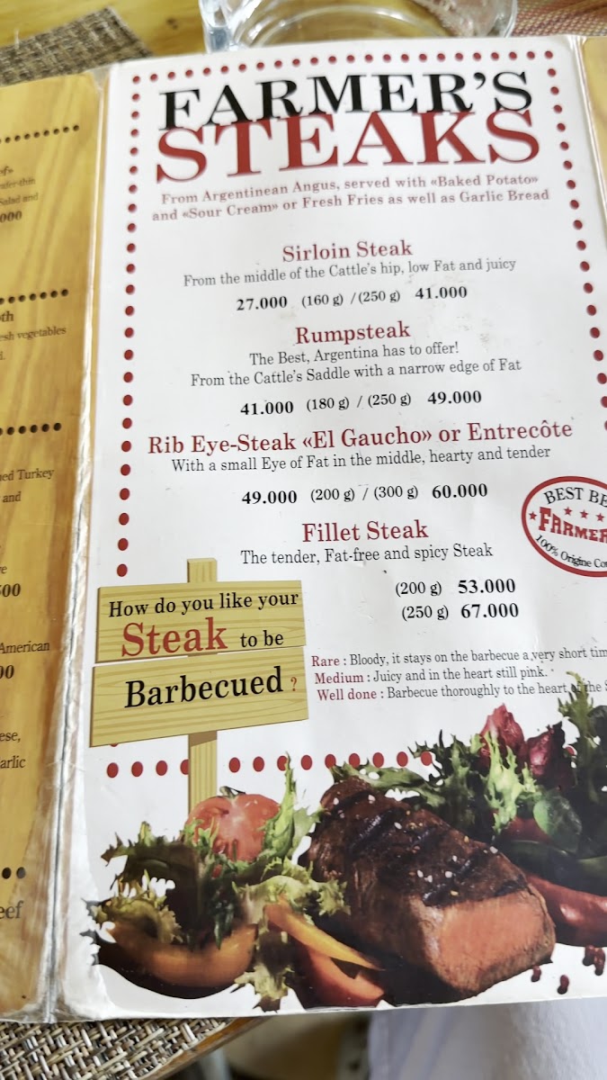 Restaurant Farmer's Steakhouse Photo Menu 10