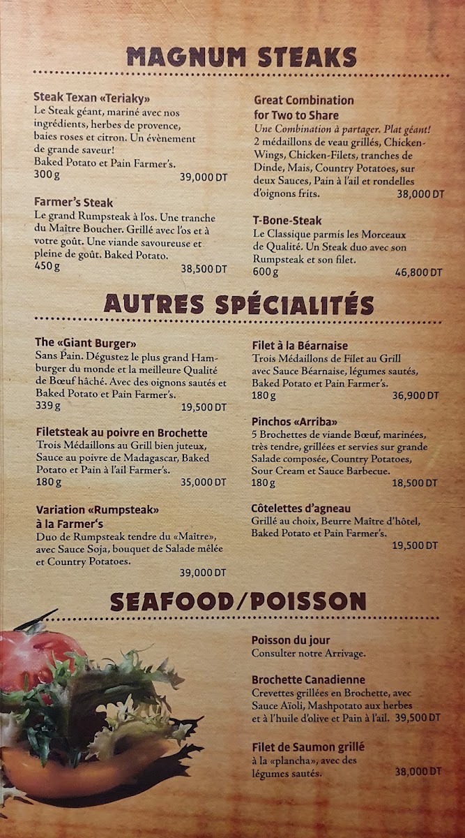 Restaurant Farmer's Steakhouse Photo Menu 6