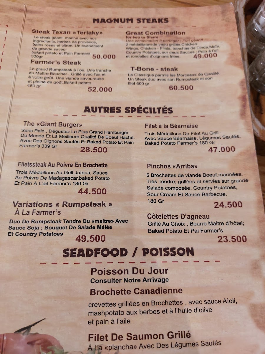 Restaurant Farmer's Steakhouse Photo Menu 7