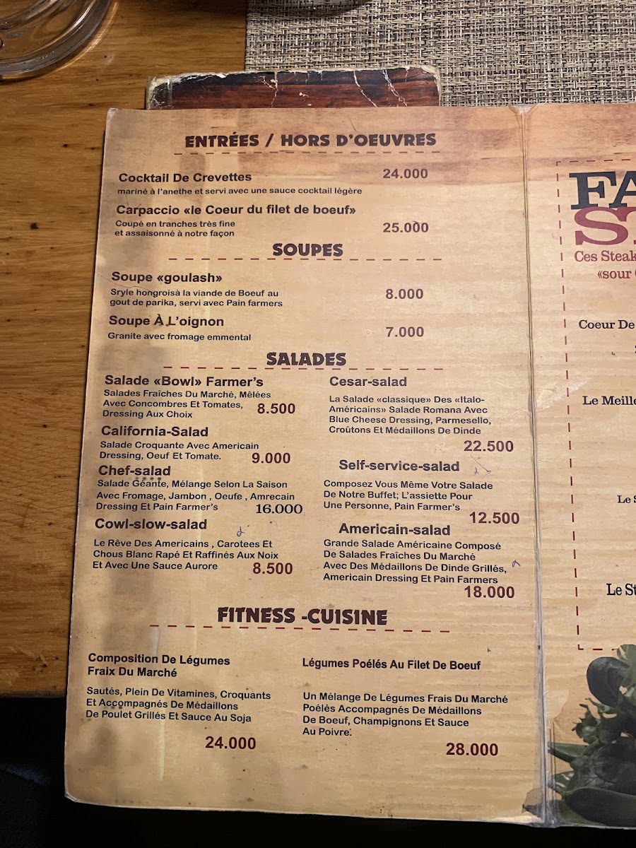 Restaurant Farmer's Steakhouse Photo Menu 8