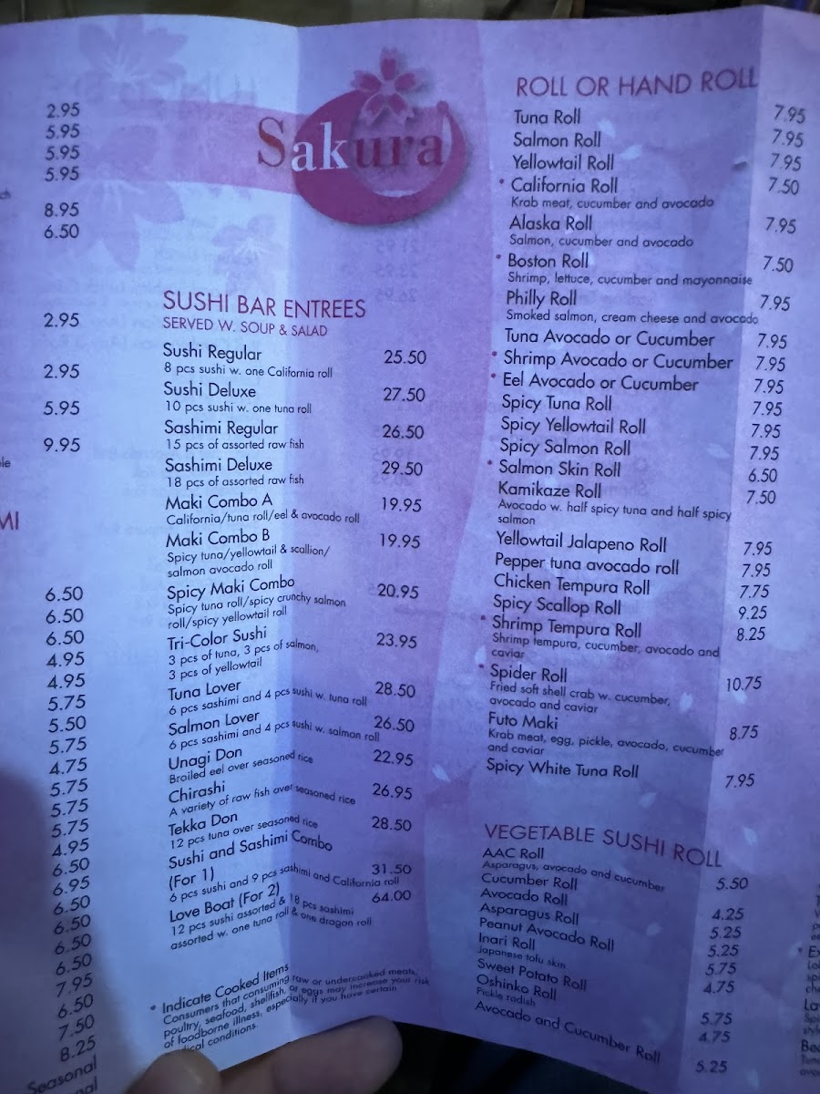 Sakura Japanese Steakhouse Photo Menu 10