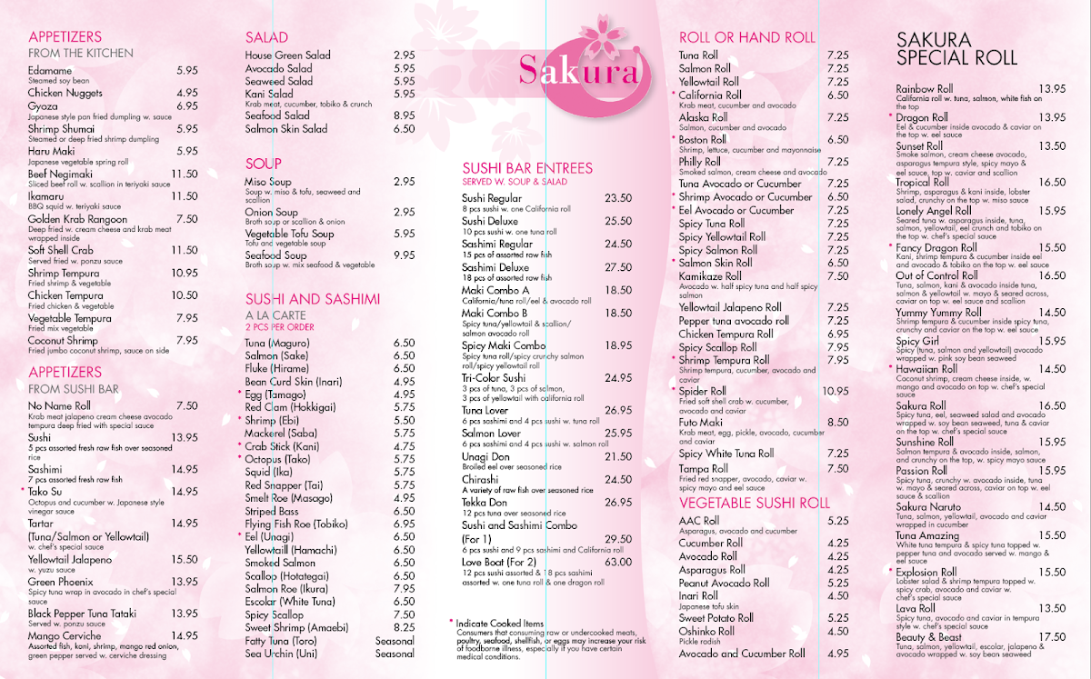 Sakura Japanese Steakhouse Photo Menu 2