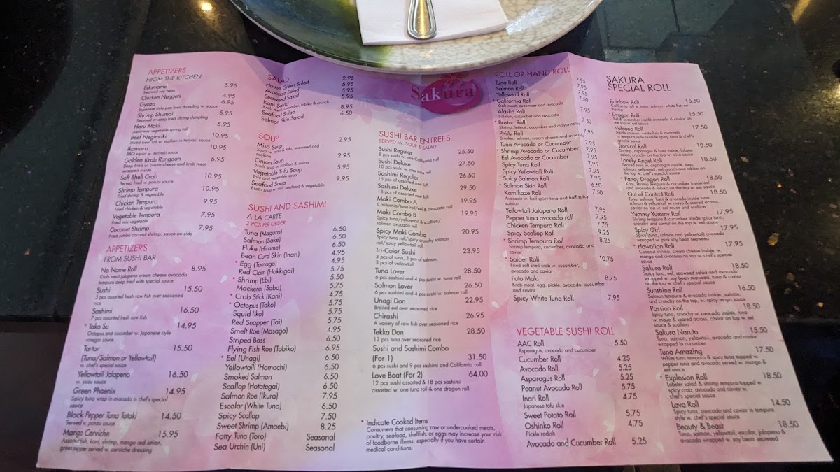 Sakura Japanese Steakhouse Photo Menu 4