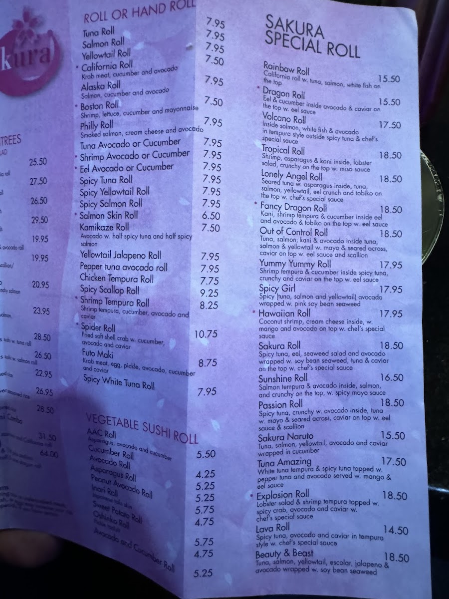 Sakura Japanese Steakhouse Photo Menu 6