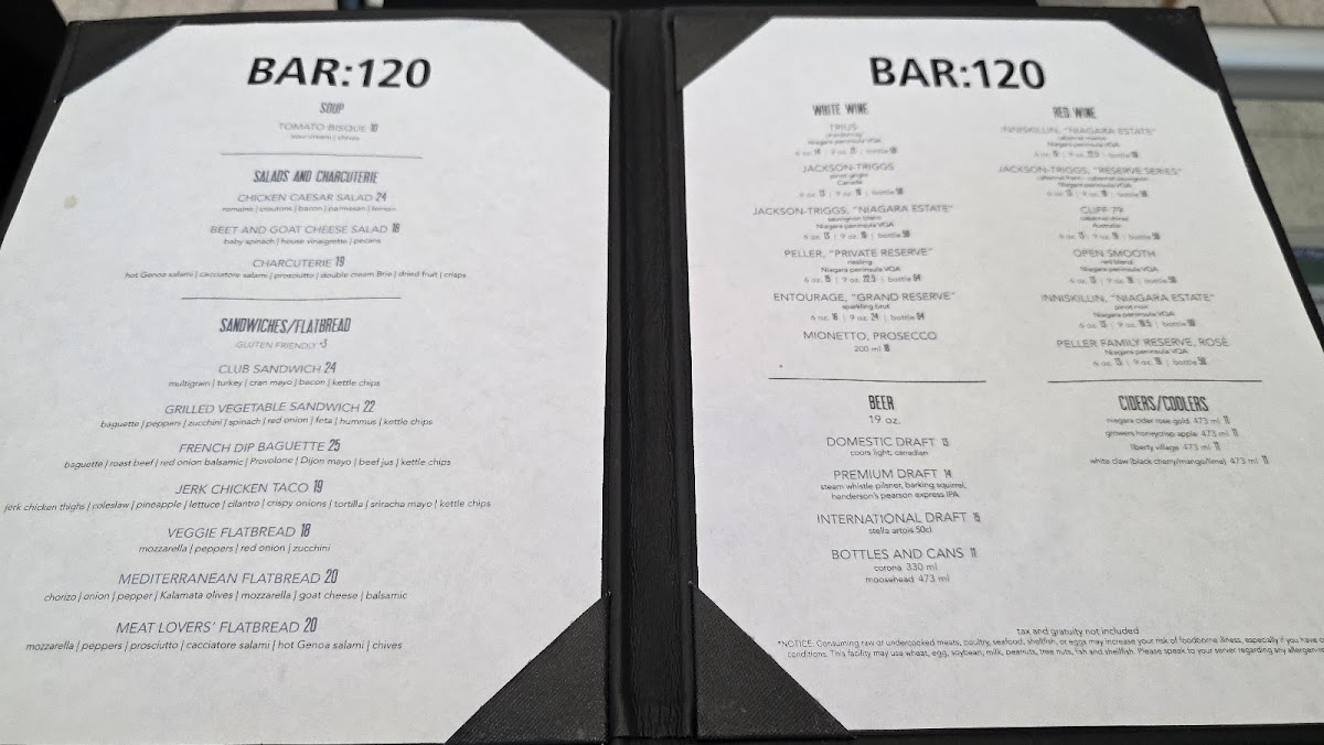 Bar 120 Photo Menu 1