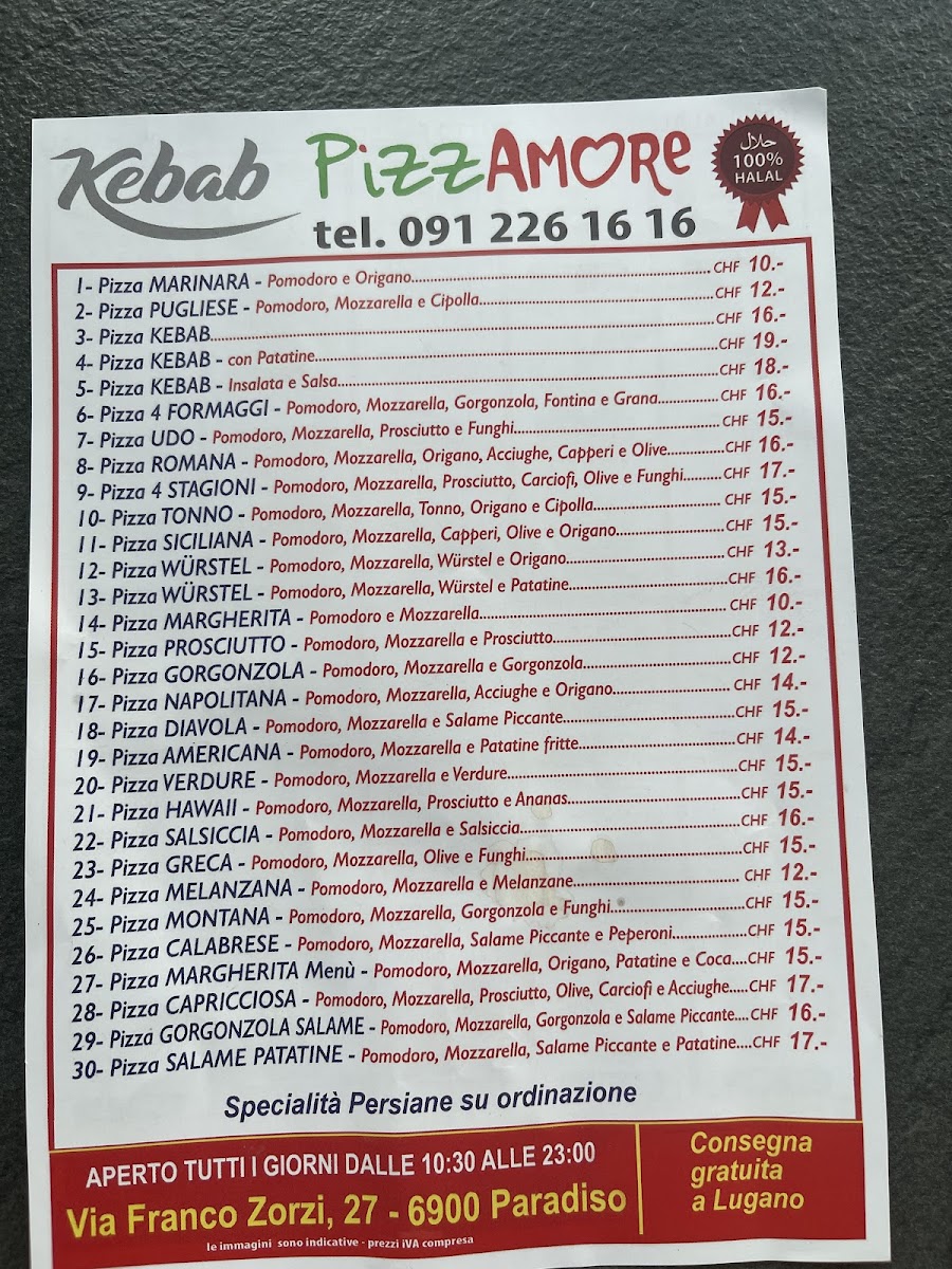 Kebab pizzAmore Photo Menu 1