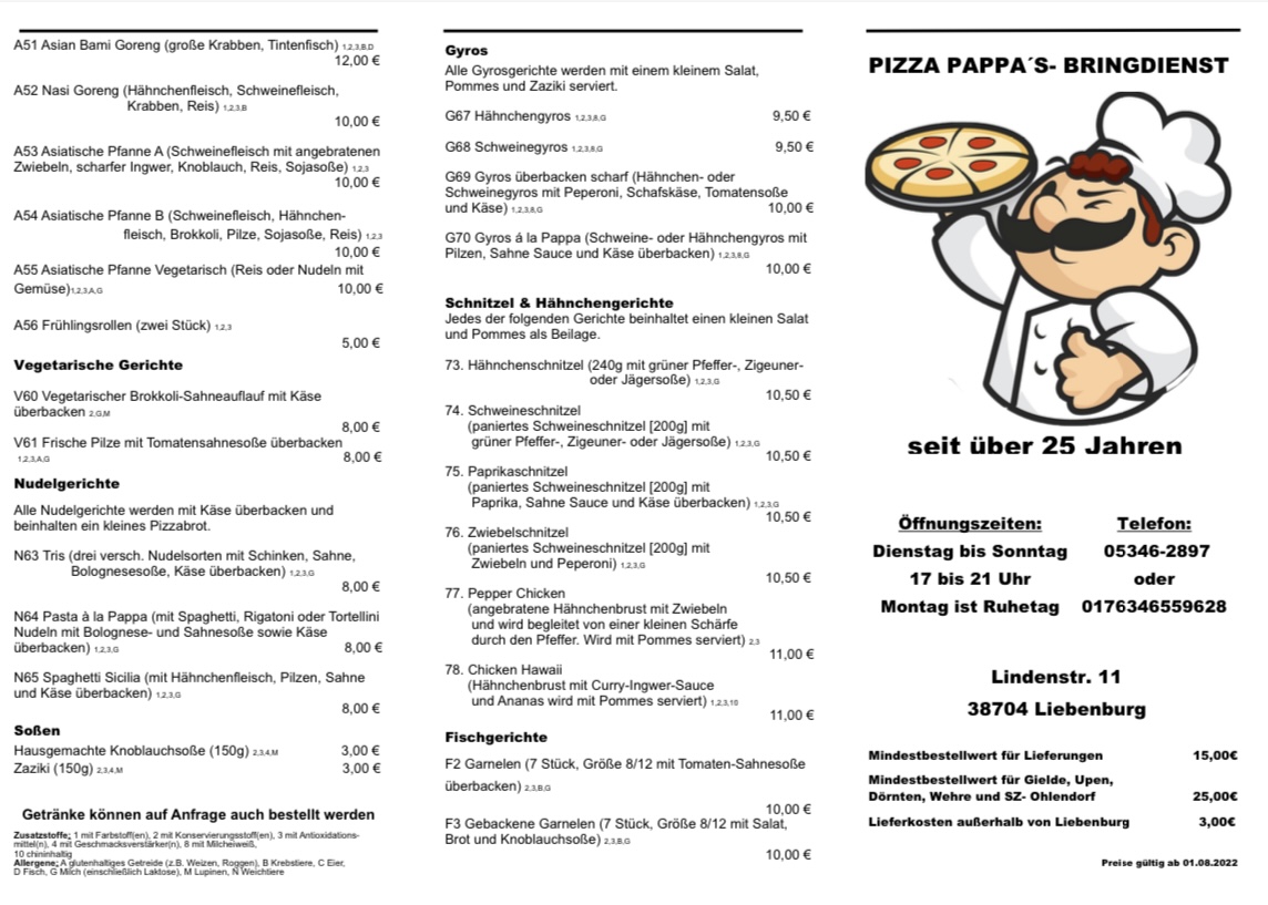 Restaurant Pizza-Pappa's Photo Menu 1