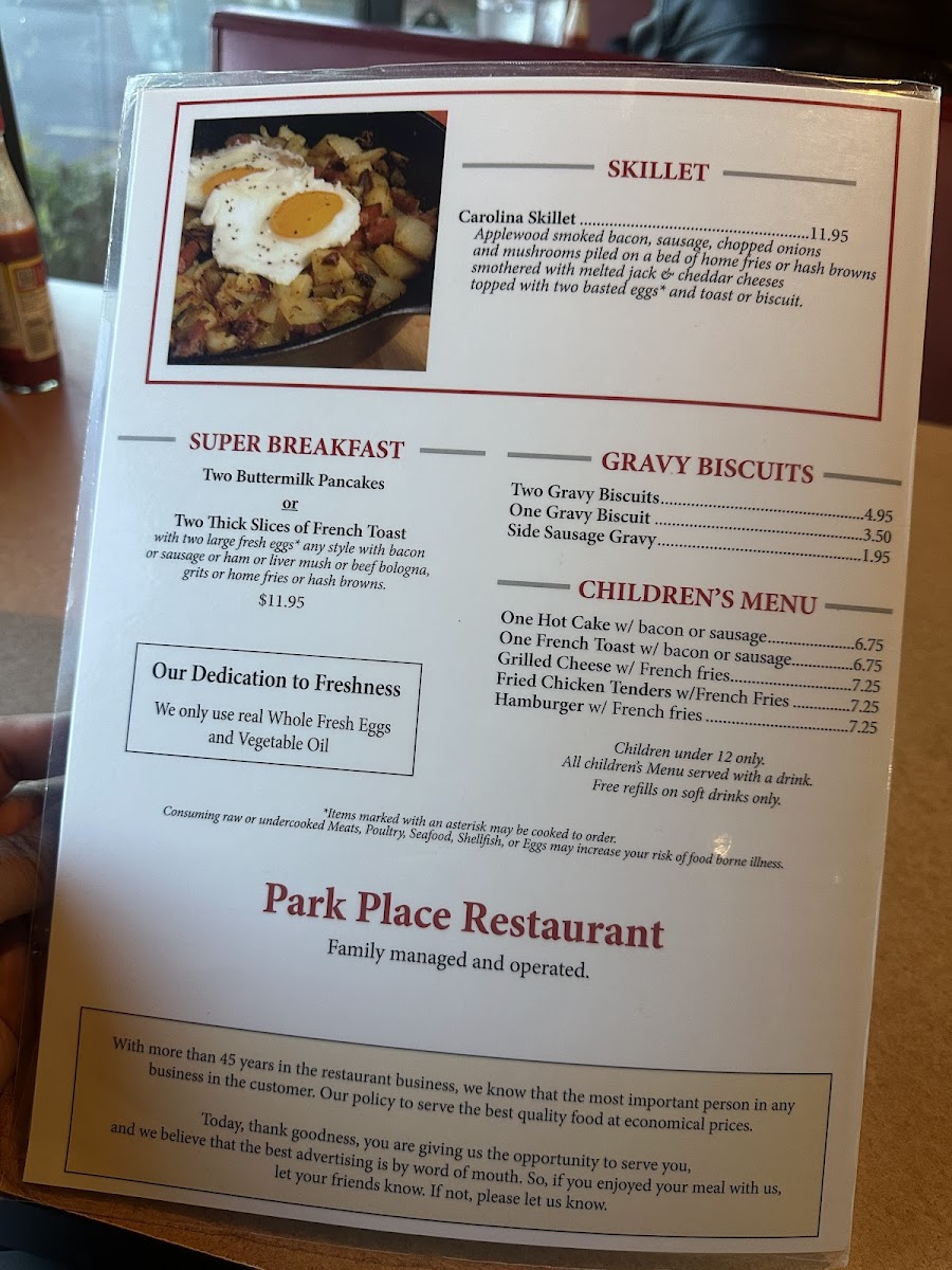 Park Place Restaurant Photo Menu 6