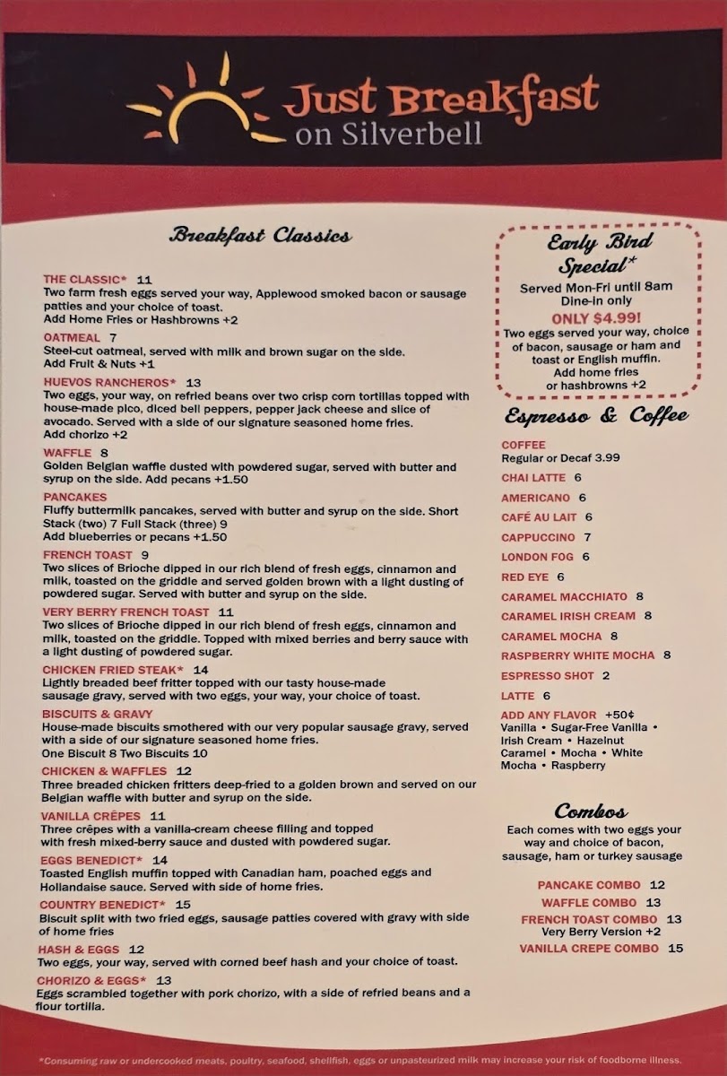 Just Breakfast on Silverbell Photo Menu 1