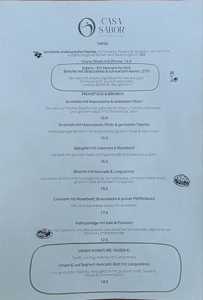 Casa Sabor Photo Menu 1