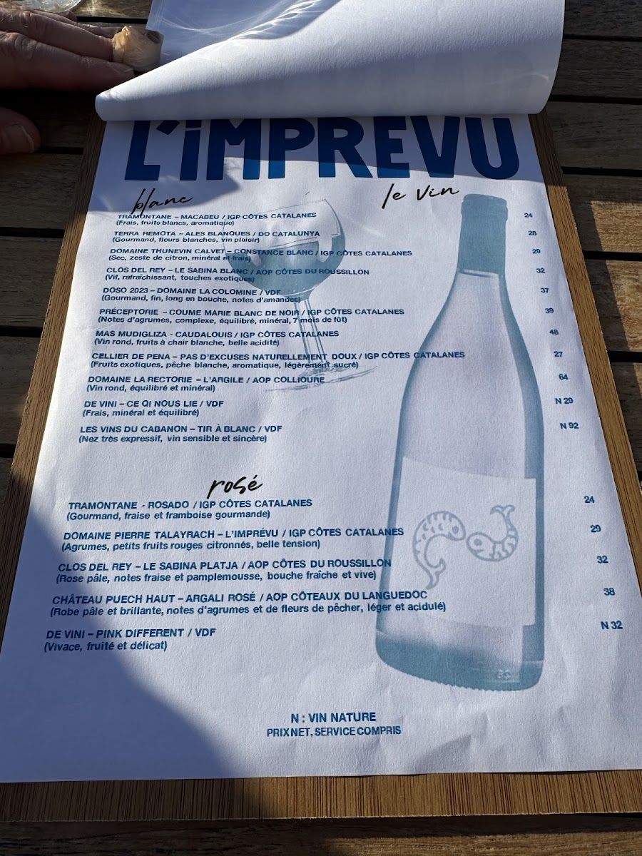 L'IMPRÉVU Photo Menu 1