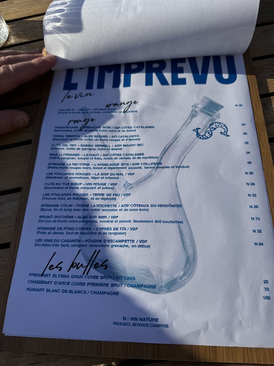 L'IMPRÉVU Photo Menu 3
