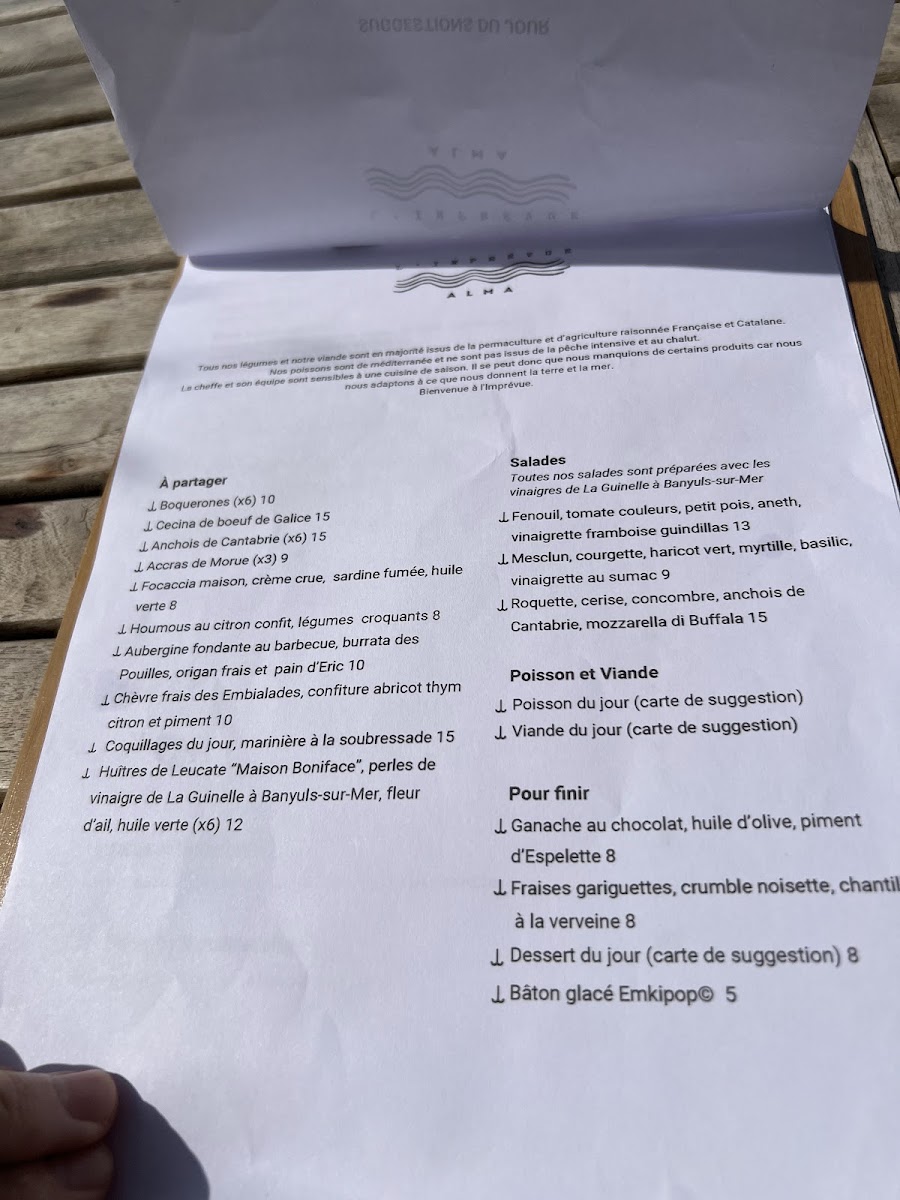 L'IMPRÉVU Photo Menu 7
