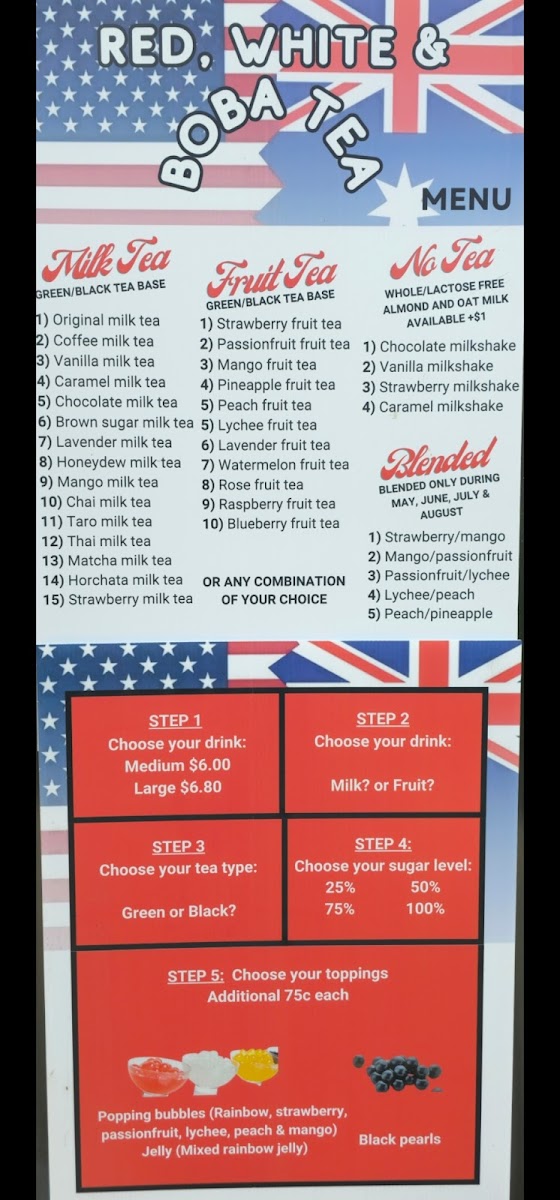 Red, White and Boba Tea Photo Menu 2