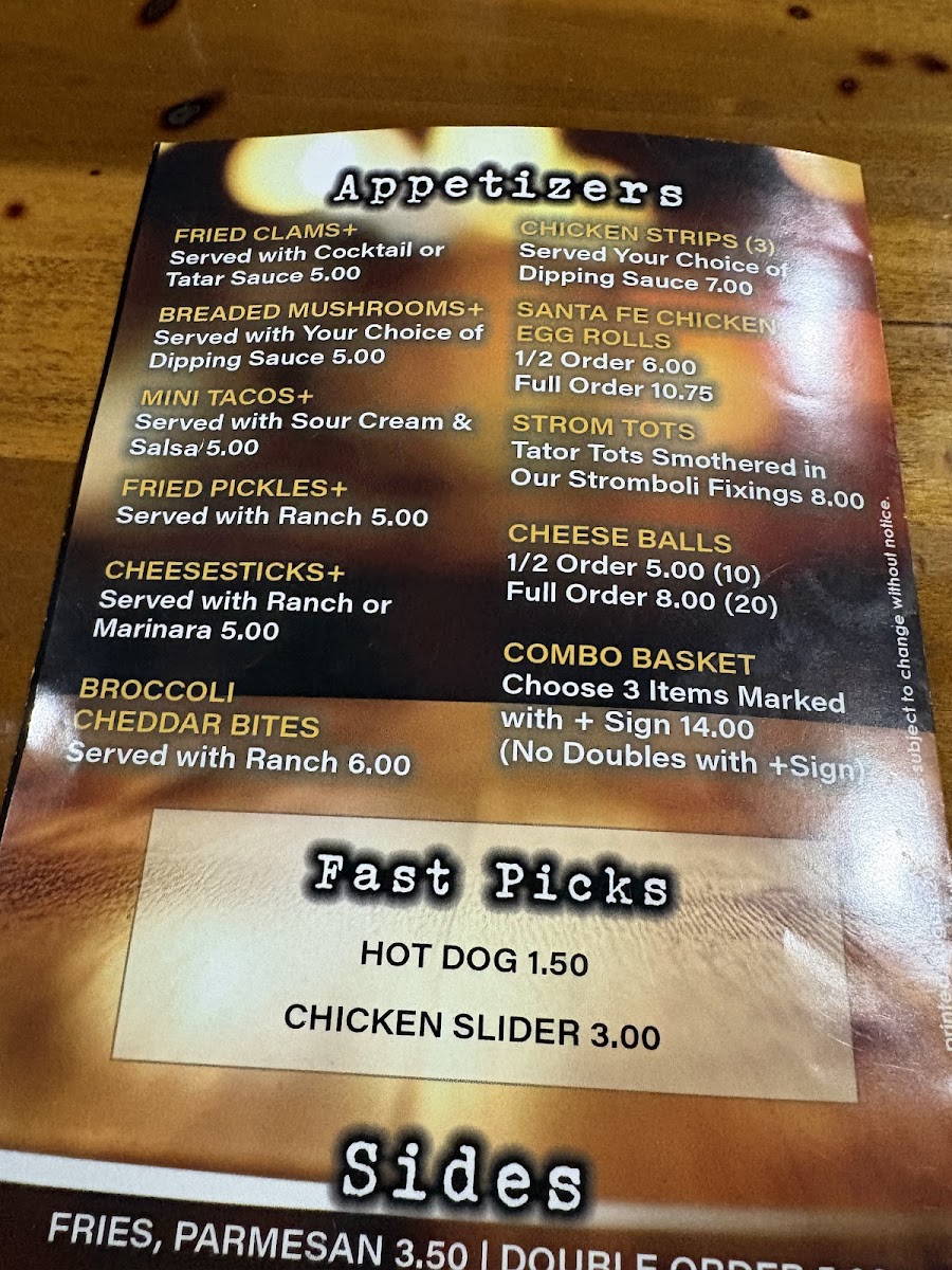 The Sheridan Pub Photo Menu 3