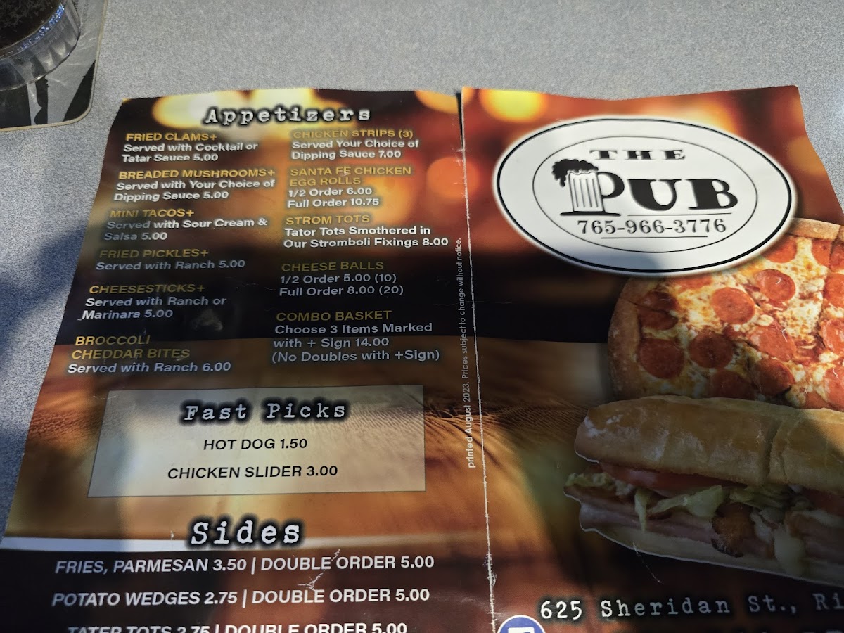 The Sheridan Pub Photo Menu 4