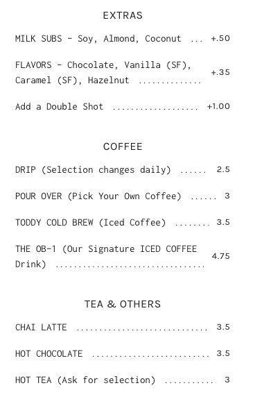 Beck's Farmhouse Coffee Photo Menu 2