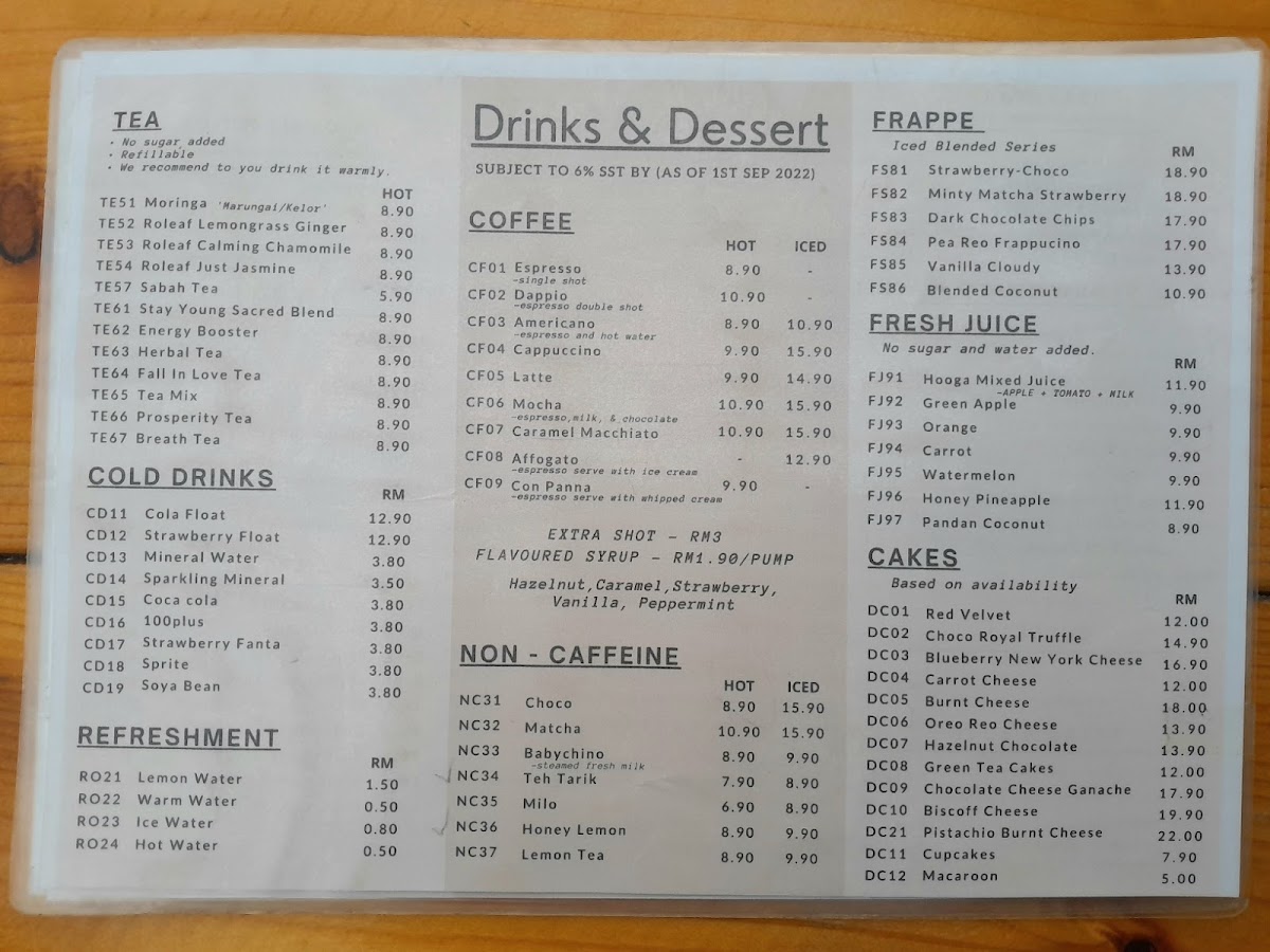 Hooga Cafe @ Kundasang Farm Ville Photo Menu 5