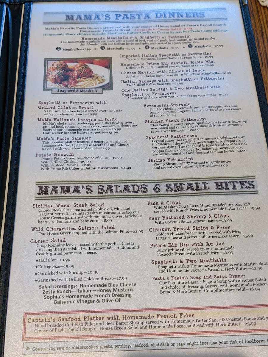 MaMa Vallone's Steak House Photo Menu 3