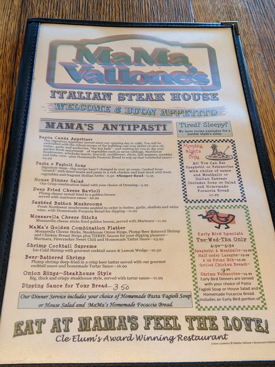 MaMa Vallone's Steak House Photo Menu 4