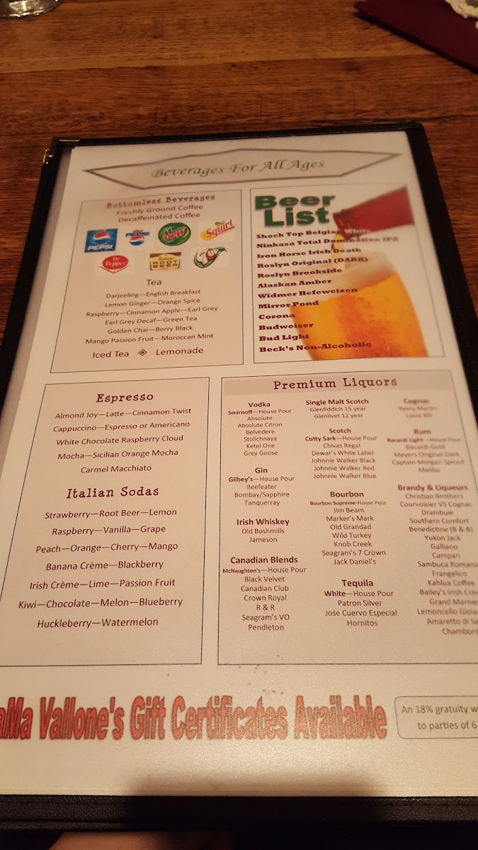MaMa Vallone's Steak House Photo Menu 8