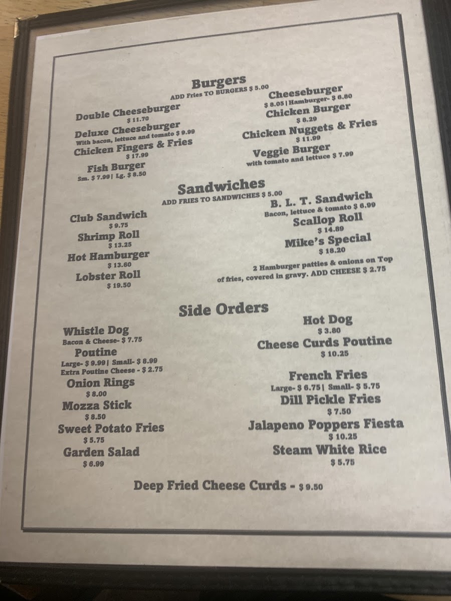 Comeau's Seafood Restaurant Photo Menu 10