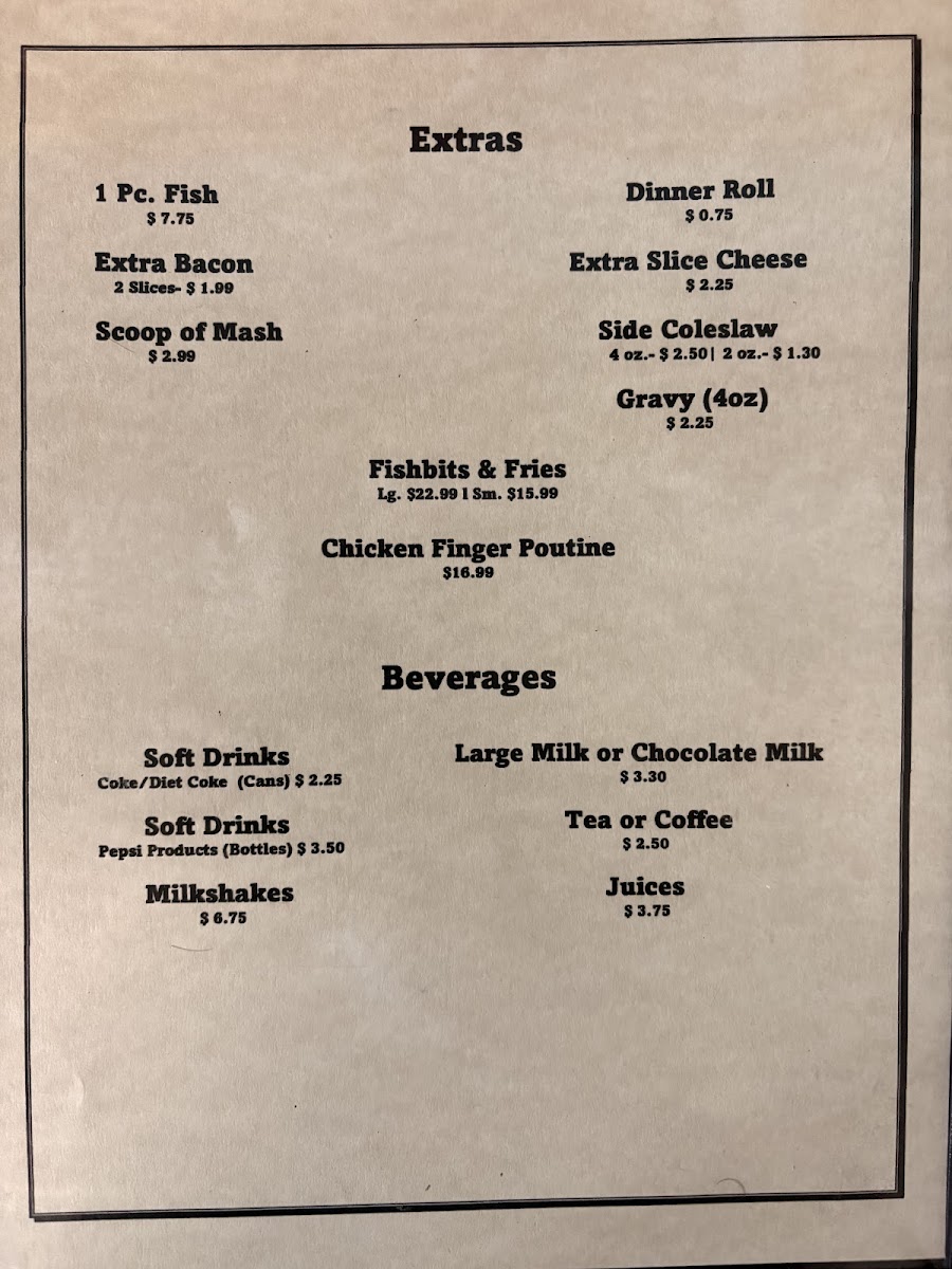 Comeau's Seafood Restaurant Photo Menu 3