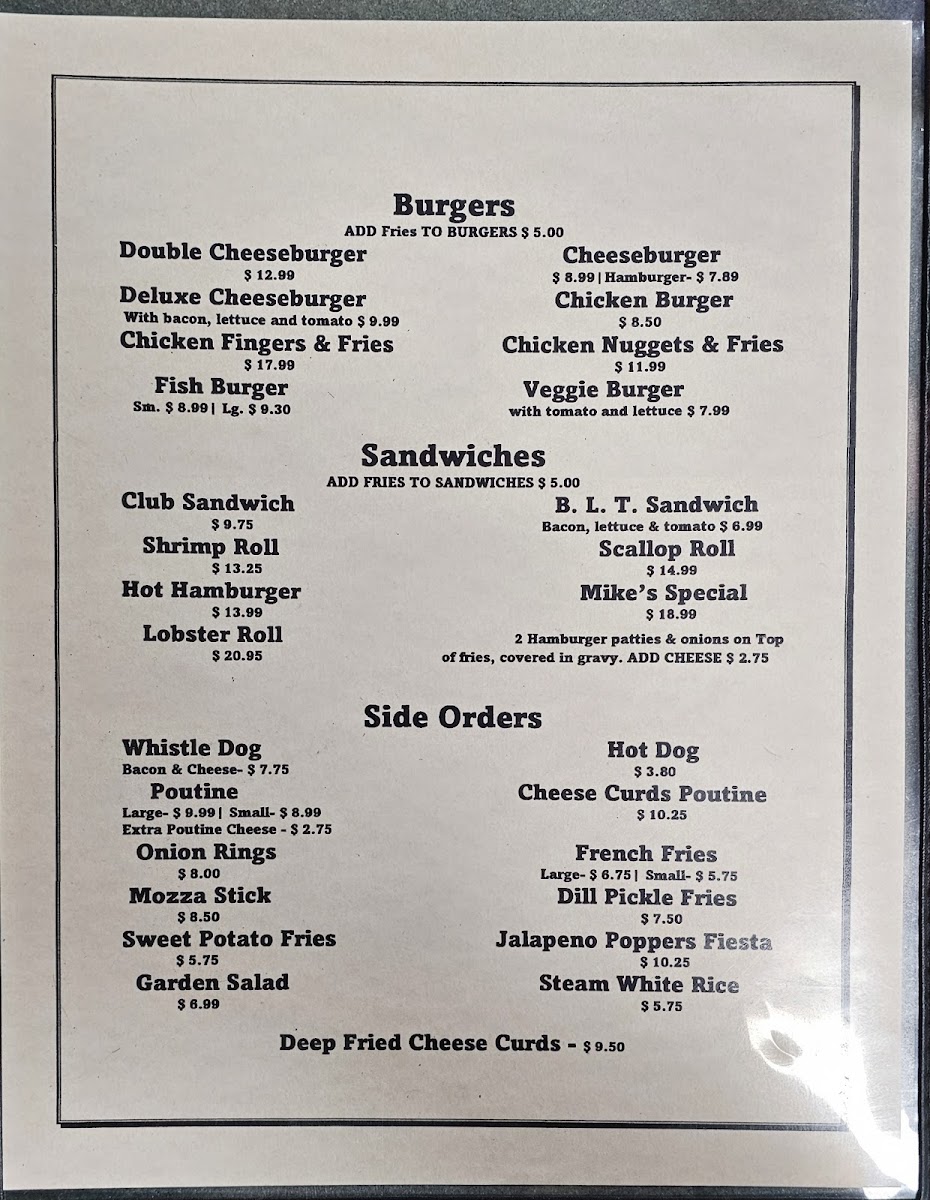 Comeau's Seafood Restaurant Photo Menu 5