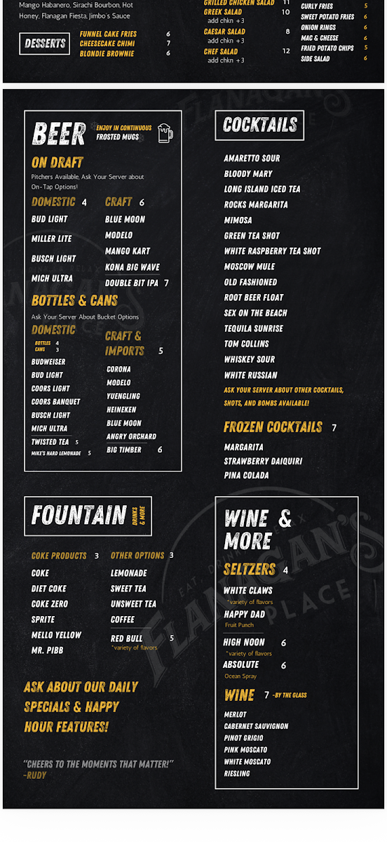 Flanagan’s Place Photo Menu 2