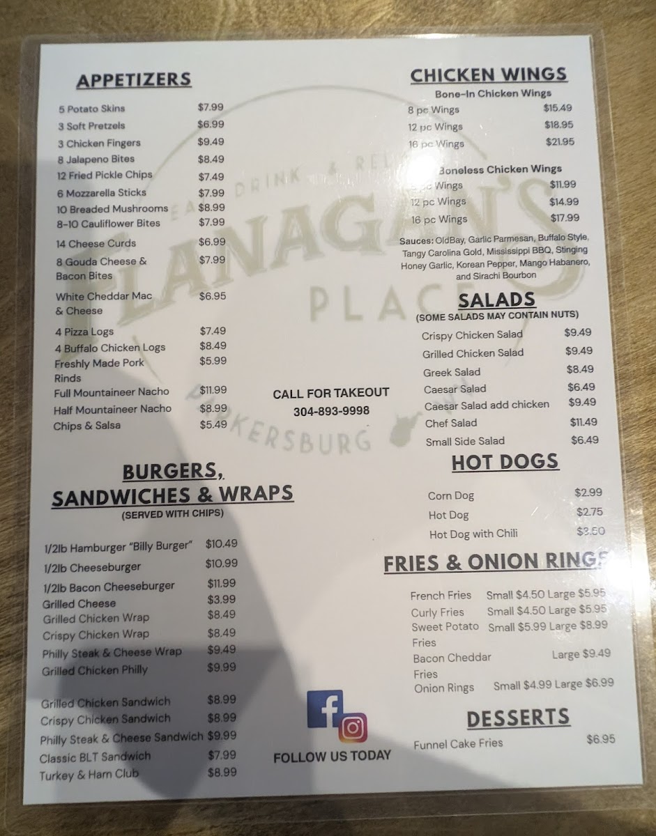 Flanagan’s Place Photo Menu 4