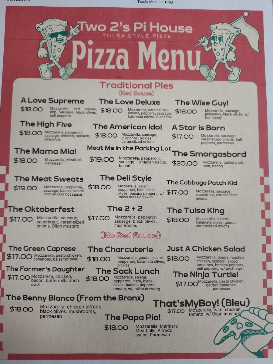 Two 2's Brick Oven Baked Pi House Photo Menu 2