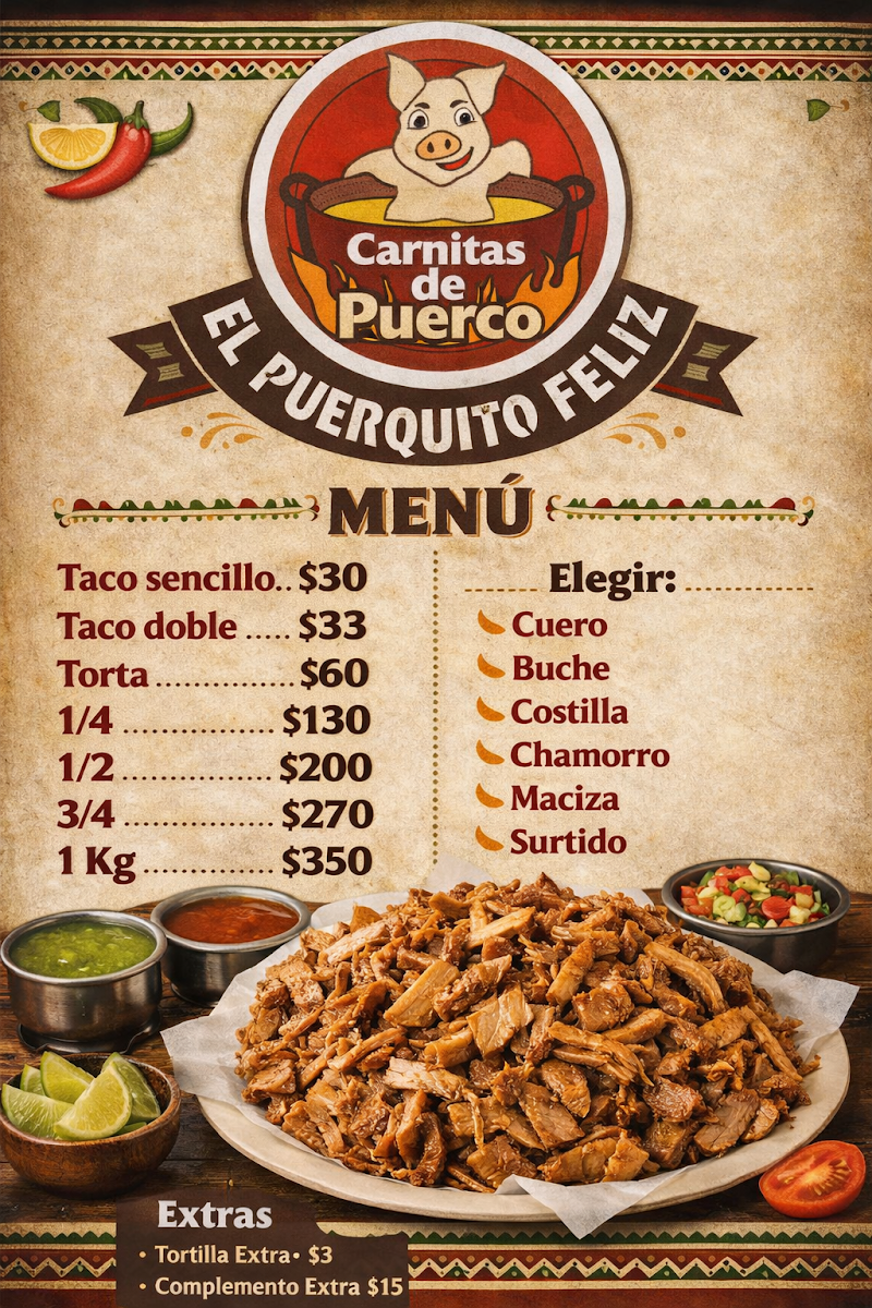 Carnitas El Puerquito Feliz Photo Menu 1