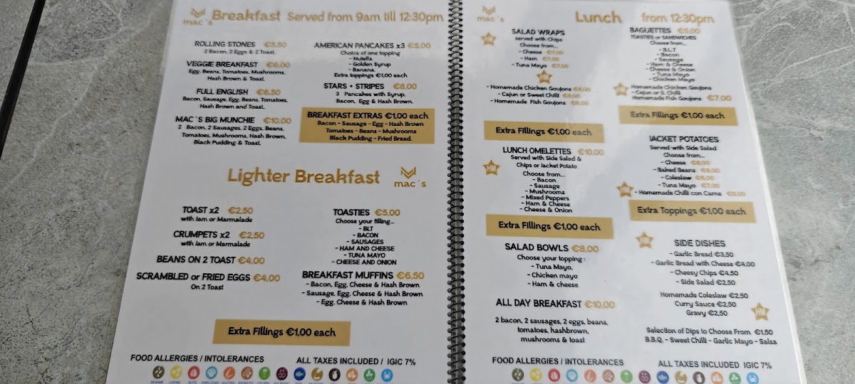 Mac's Bar and Restaurant Photo Menu 2