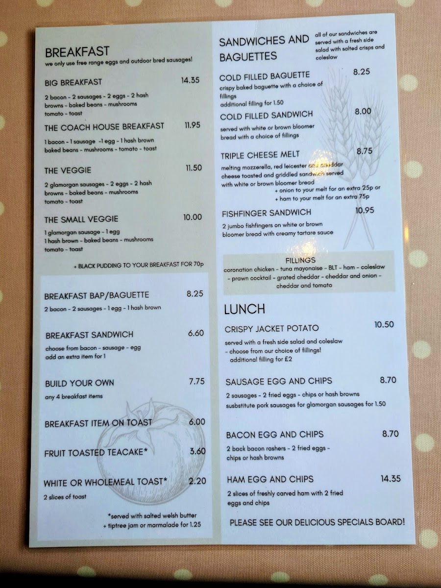 The Coach House Cafe Photo Menu 1