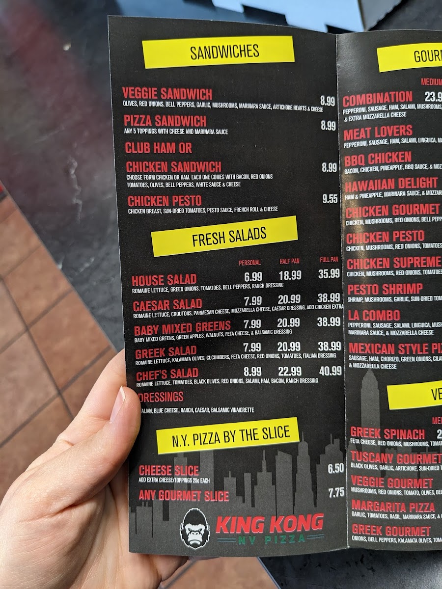 King Kong NY Pizza (Willow glen) Photo Menu 1