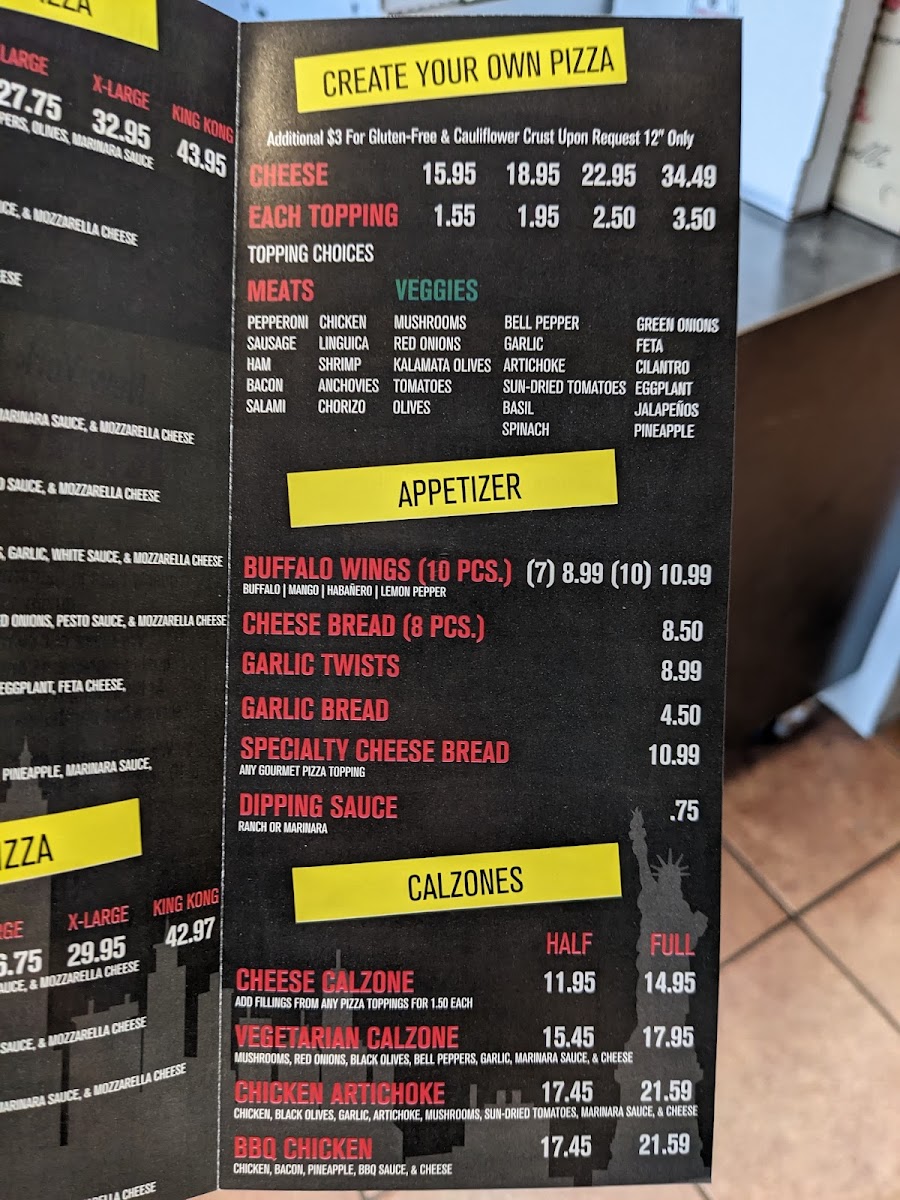 King Kong NY Pizza (Willow glen) Photo Menu 3