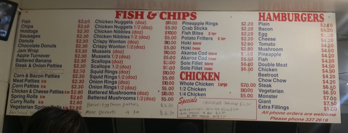 Huntsbury Seafoods Photo Menu 5